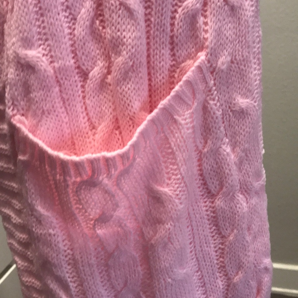 Long Oversized Baby Pink Cable Pocket Cardigan - Picture 11 of 13